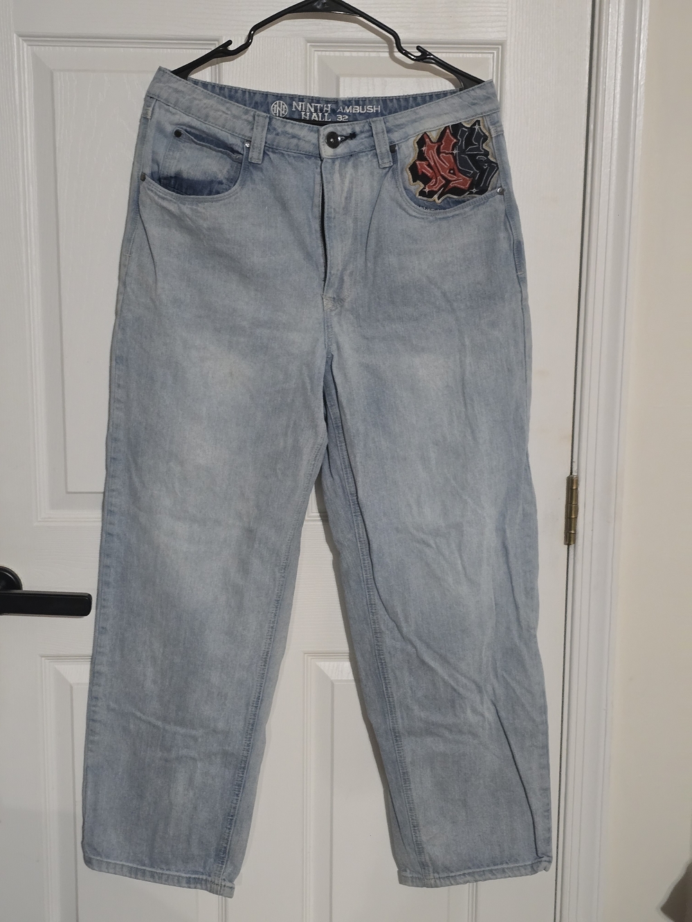 Ninth Ambush Light Blue Boyfriend Jeans with Embroidered Patch